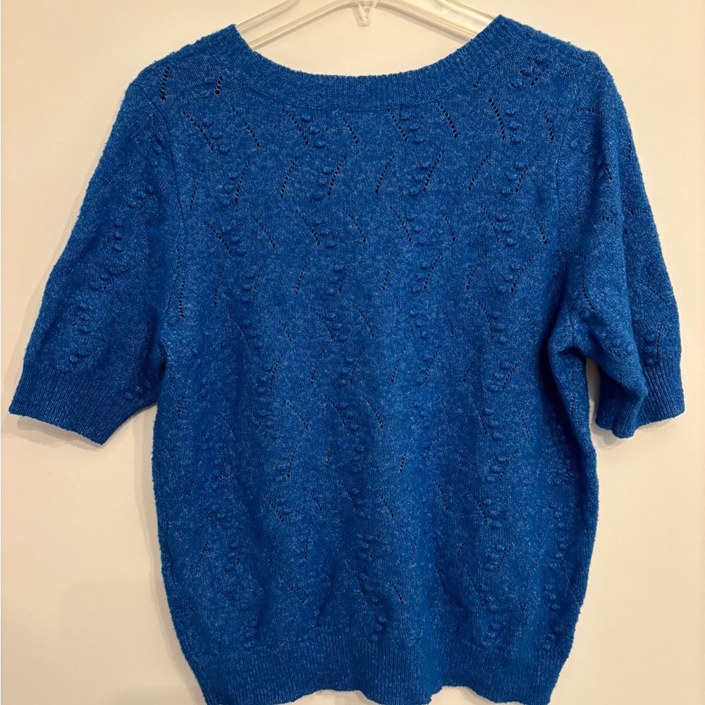 Vero Moda Blue Textured Knit Sweater Top, Size L - Picture 5 of 7